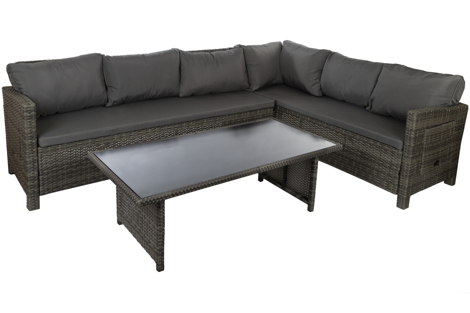 3-teiliges Lounge-Set - grau - mit Kissen