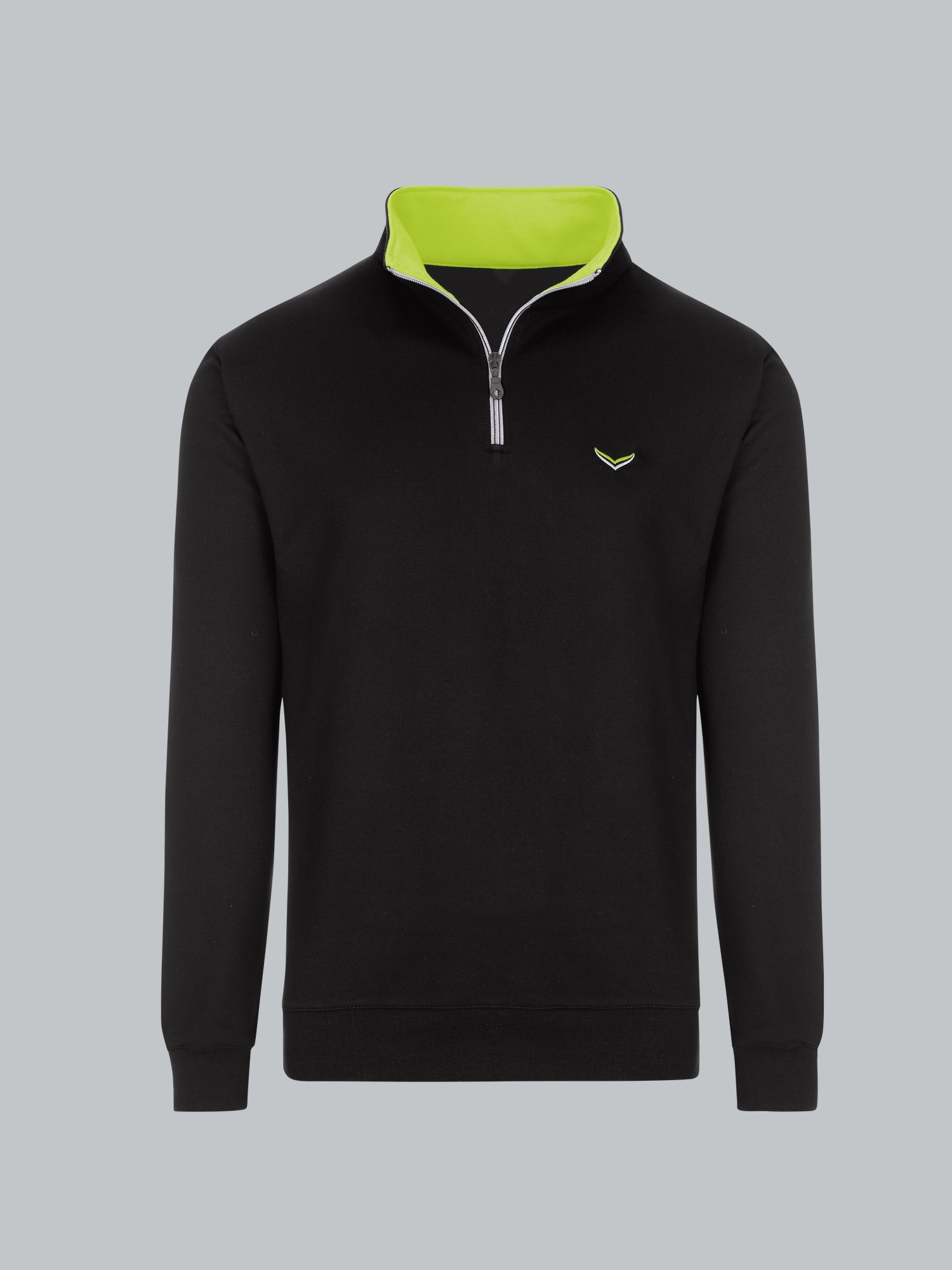 Sweatshirt mit Kragen und Reißverschluss Schwarz
