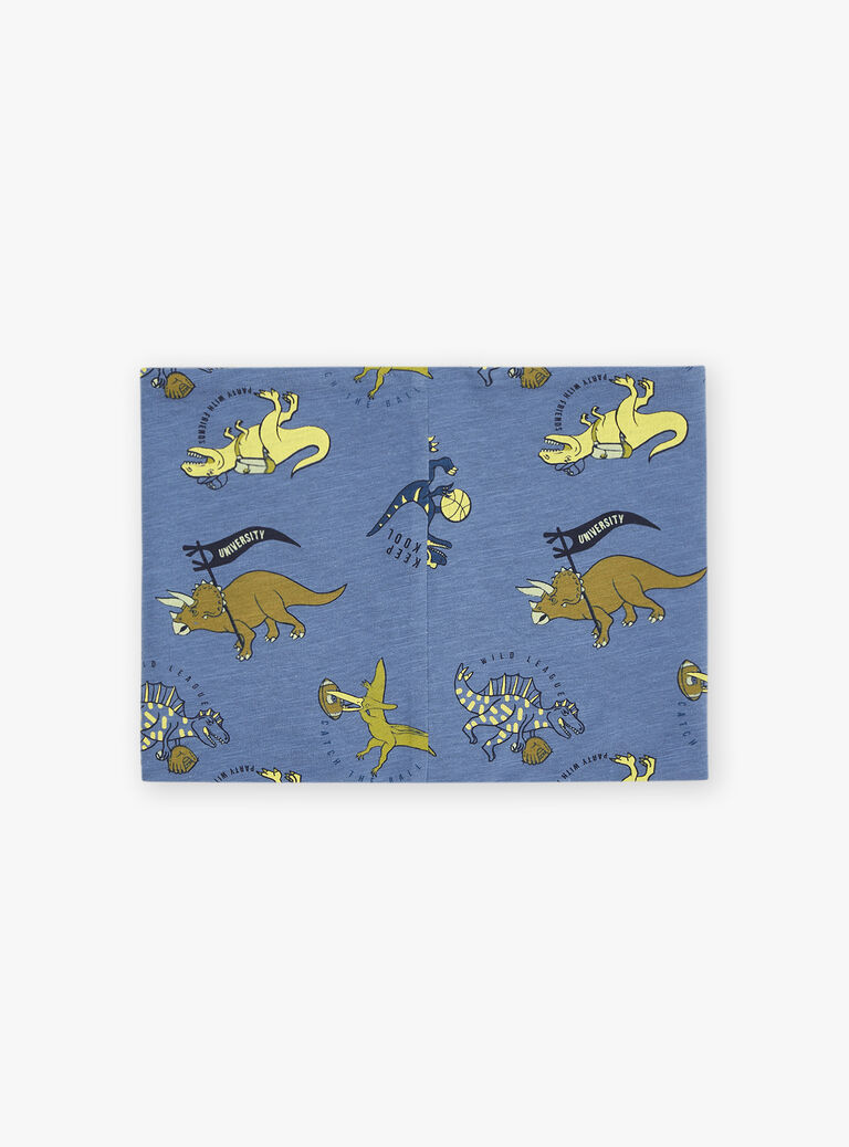 Snood bleu ardoise à imprimé dinosaures