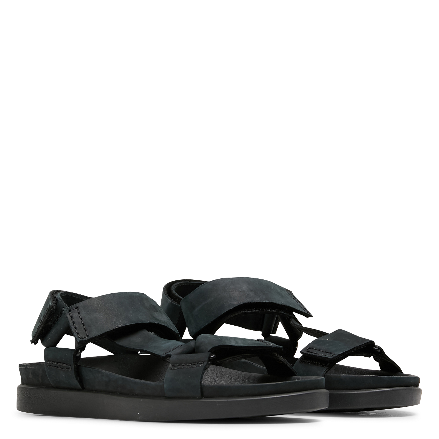 BOTANIC POPPY - Sandales plates en cuir | Noir