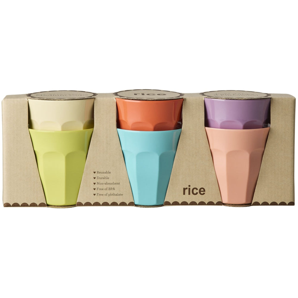 Køb Rice Melamin Cups In Asst. Glory Days Colors - Medium - 6 Pak - 250 Ml