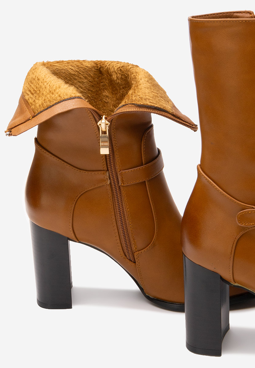 Bottines à gros talon chameau Vilma