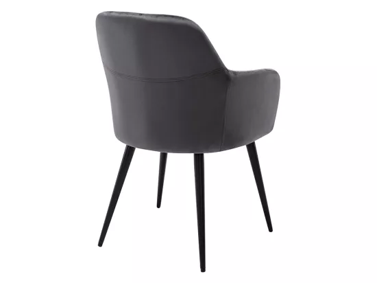 Lot de 2 chaises avec accoudoirs en velours et métal noir - Gris - ELEANA
