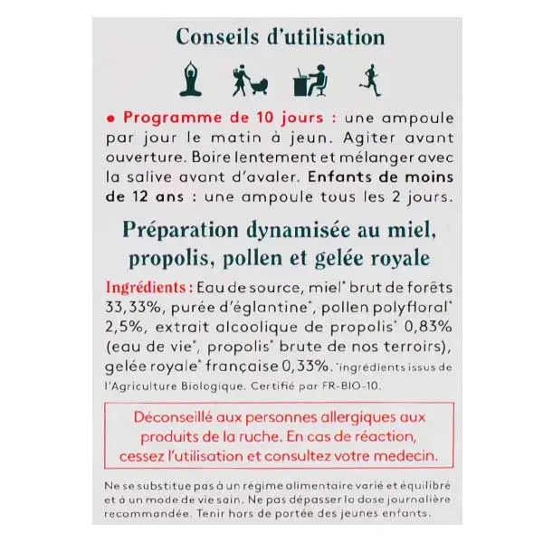 Ballot-Flurin Santé Préparation Dynamisée Bio 4 Forces de la Ruche Bio 10 ampoules