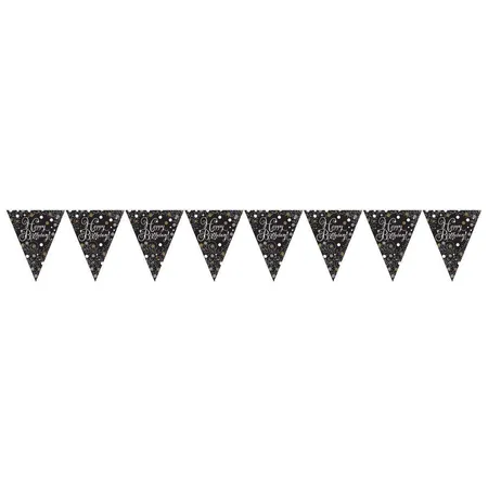 amscan Wimpelkette Happy Birthday schwarz/gold