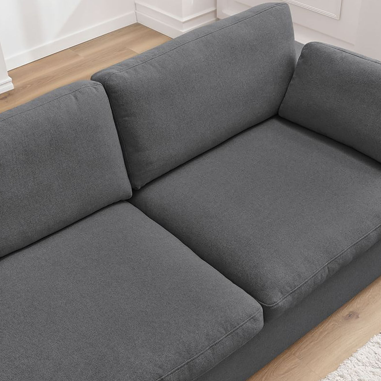 Bobochic Canapé droit fixe 4 places Belair gris foncé - 280x93x80 cm