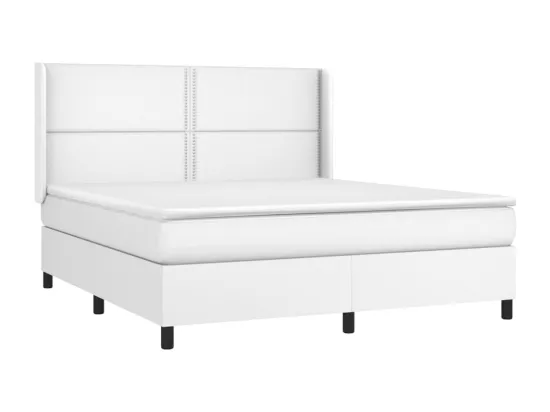 Sommier tapissier et matelas et LED Blanc 180x200 cm Similicuir