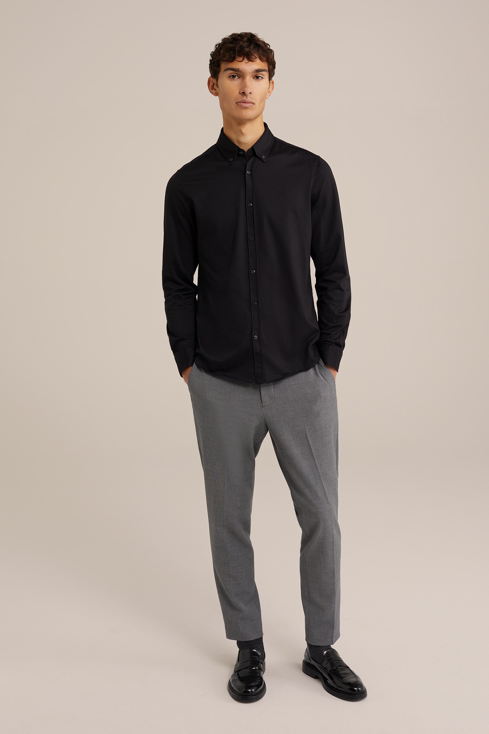jersey overhemd met stretch WE Fashion Zwart