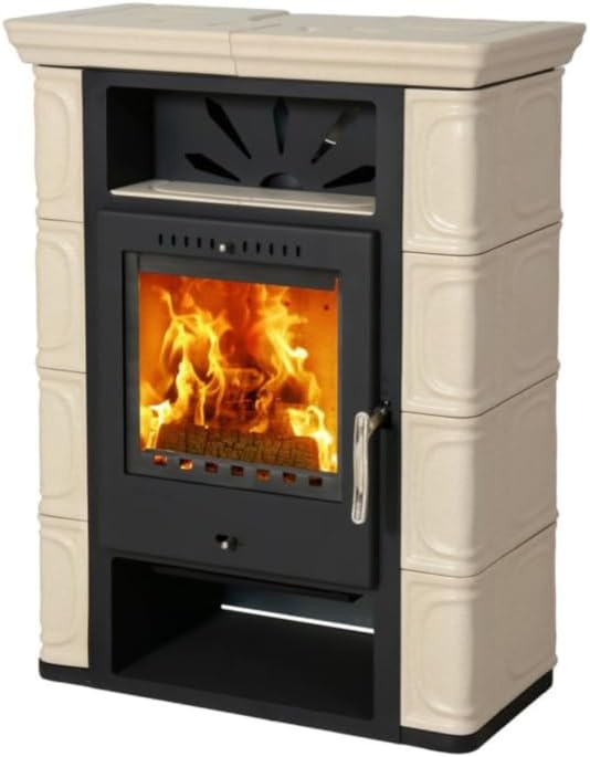 Kaminofen | BORGHOLM black/TOP Keramik | Cappuccino | 7 kW