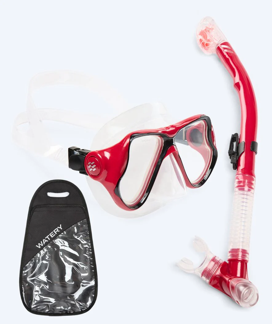 Watery Combo snorkelsæt til voksne - Hudson Full-dry - Rød