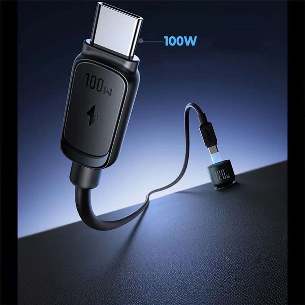 (120W) Dual USB C / USB A Auto KFZ Ladegerät Netzteil PD 3.0 / QC 3.0 mit LED Beleuchtung   USB C Ladekabel - Schwarz