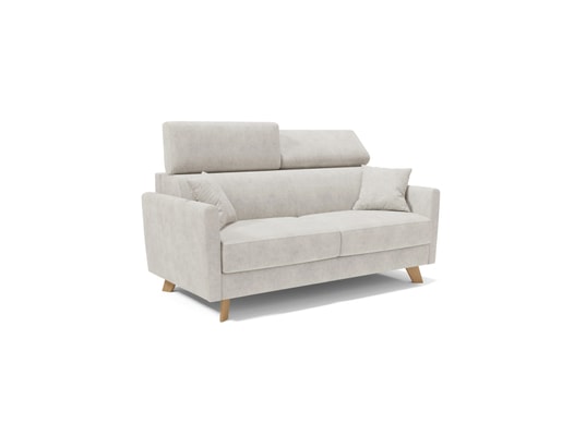 DIVANI.STORE - Canapé lit francy + têtières réglables blanc 3 places maxi
