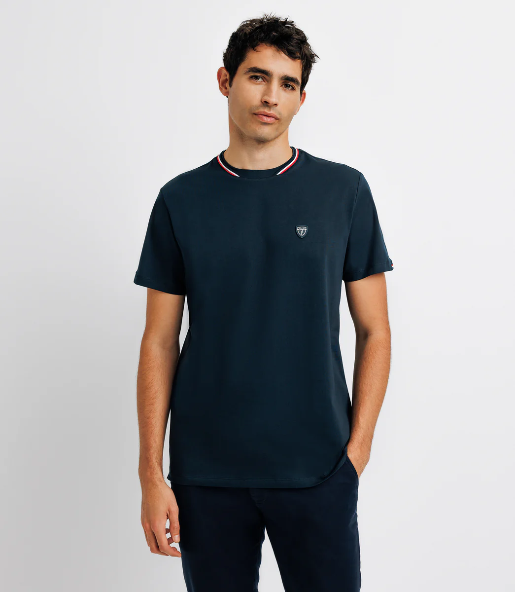T-shirt col teddy marine