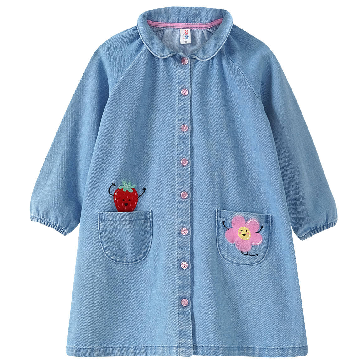 Topolino Mädchen Jeanskleid mit Stickereien hellblau