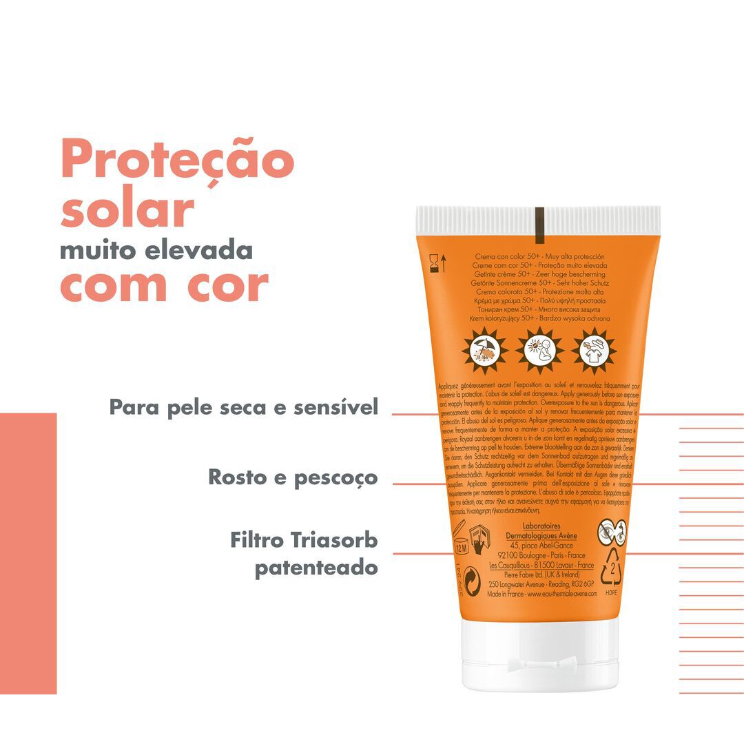 AVENE  Protetor Solar Creme 50+ com Cor SPF50 - 50ml