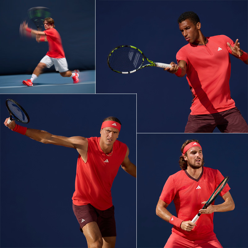 Tee-shirt de tennis homme Adidas Pro Freelift rouge fluo Open d'Australie