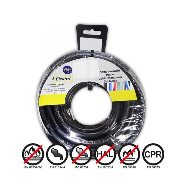 EDM Fio Elétrico Flexível 1,5Mm Negro 50Mts Libre de Halóg