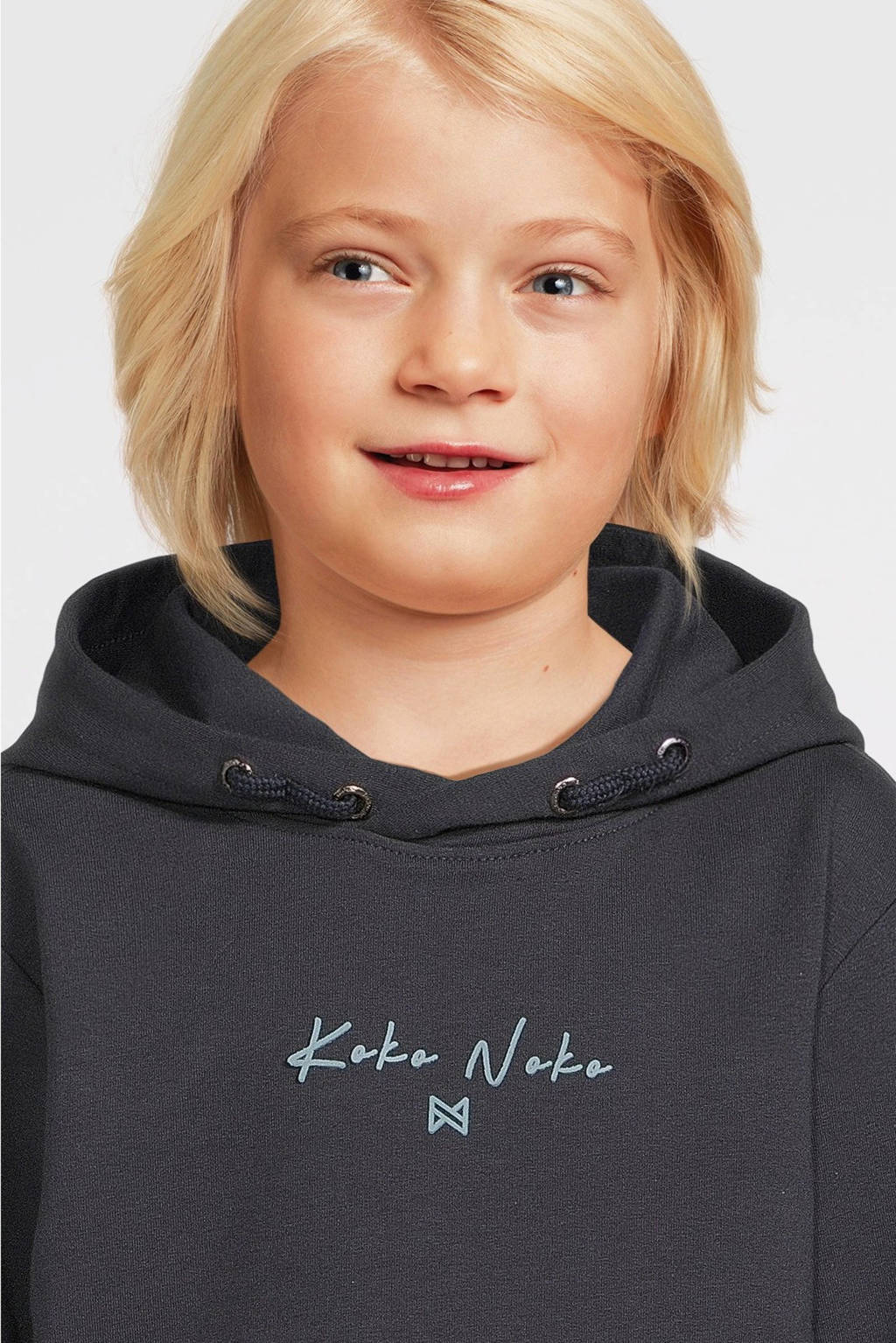 Koko Noko gebreide hoodie met logo donkerblauw