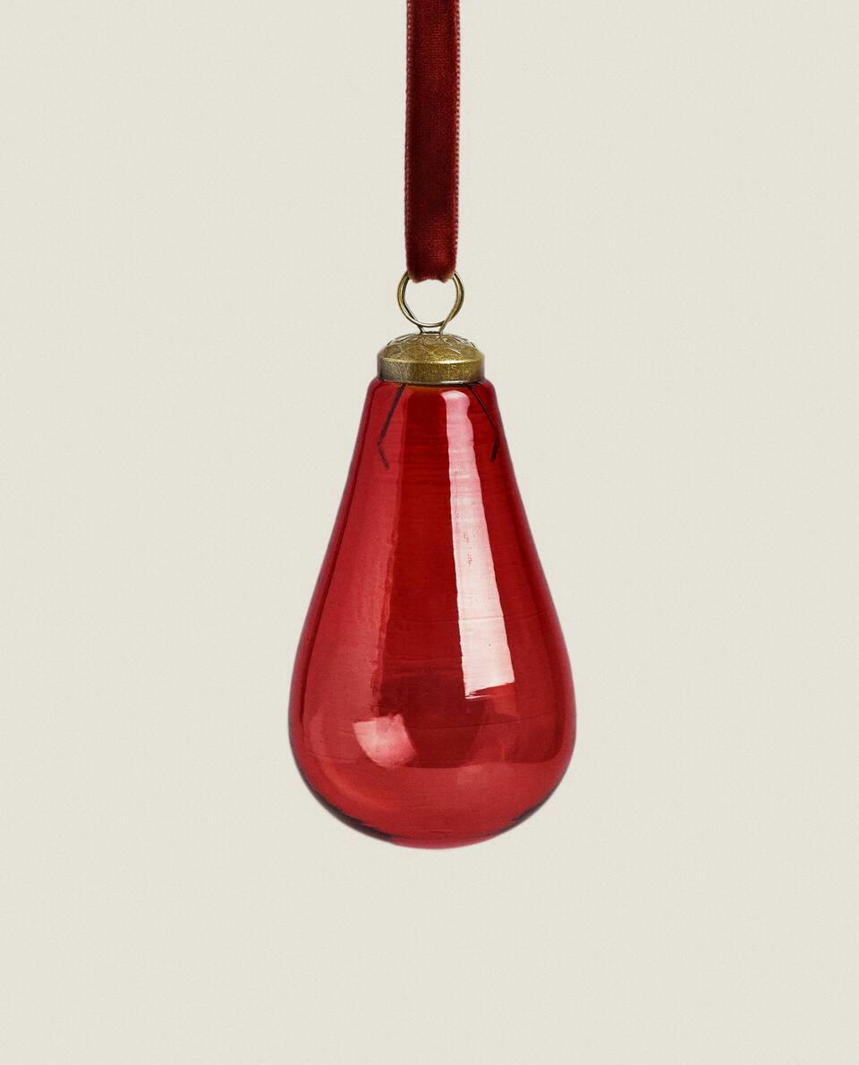 DECORAÇÃO DE NATAL EM FORMA DE PÊRA DE VIDRO