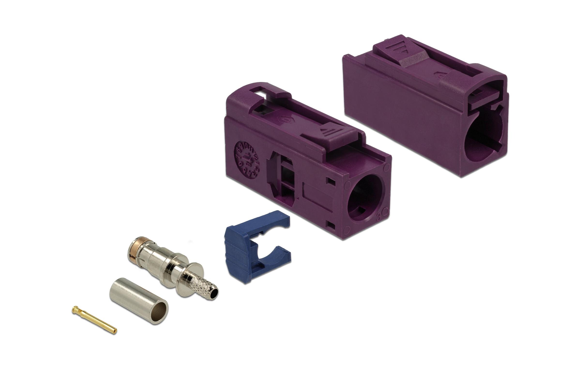 Antennenadapter zum Crimpen FAKRA D Buchse (f) - Offen OffenDelock FAKRA D Buchse 25 mm (lang) zum Crimpen
