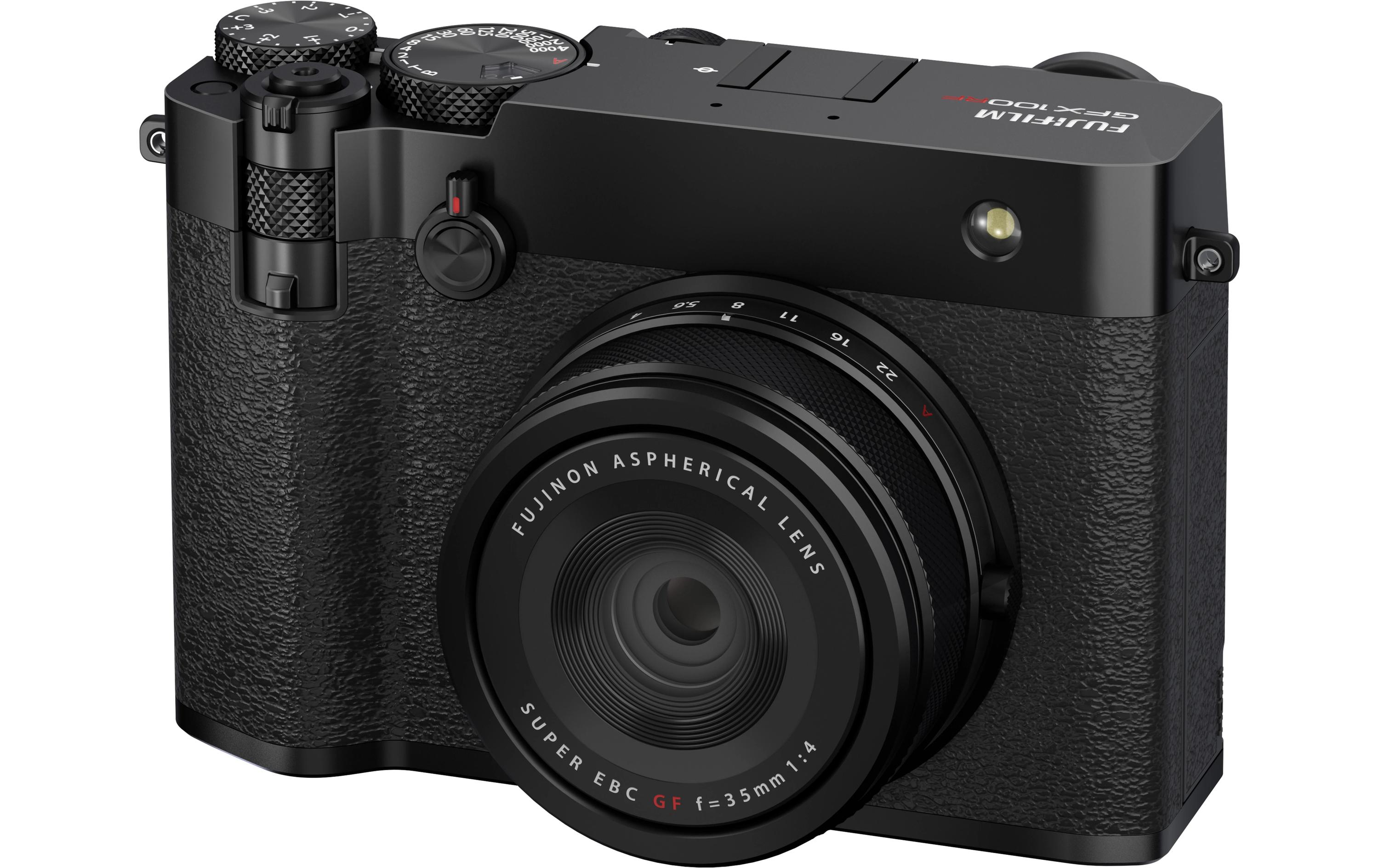 Fotokamera GFX 100RF Schwarz<br>GFX-Kamera mit fest verbautem Objektiv und bringt die Mittelformat-Bildqualität in ein ultrakompaktes Design