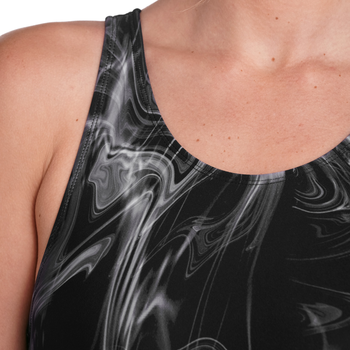 Gina Sports Damen  Sport-Badeanzug mit Allover-Muster schwarz