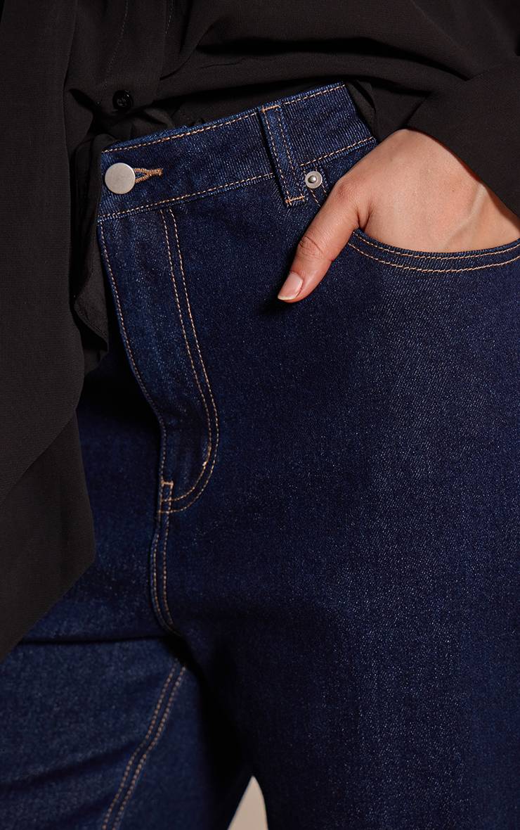 Bleu Indigo Jean Droit Raccourci Grande Taille