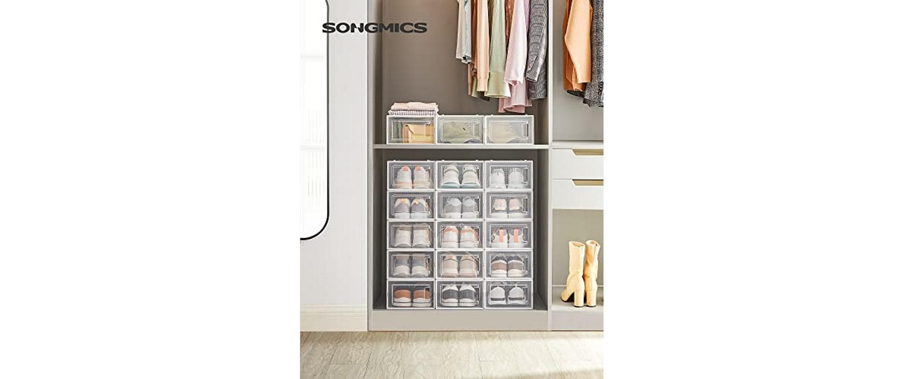 Schuhschrank stapelbar 18-er Set, TransparentSchuhboxen