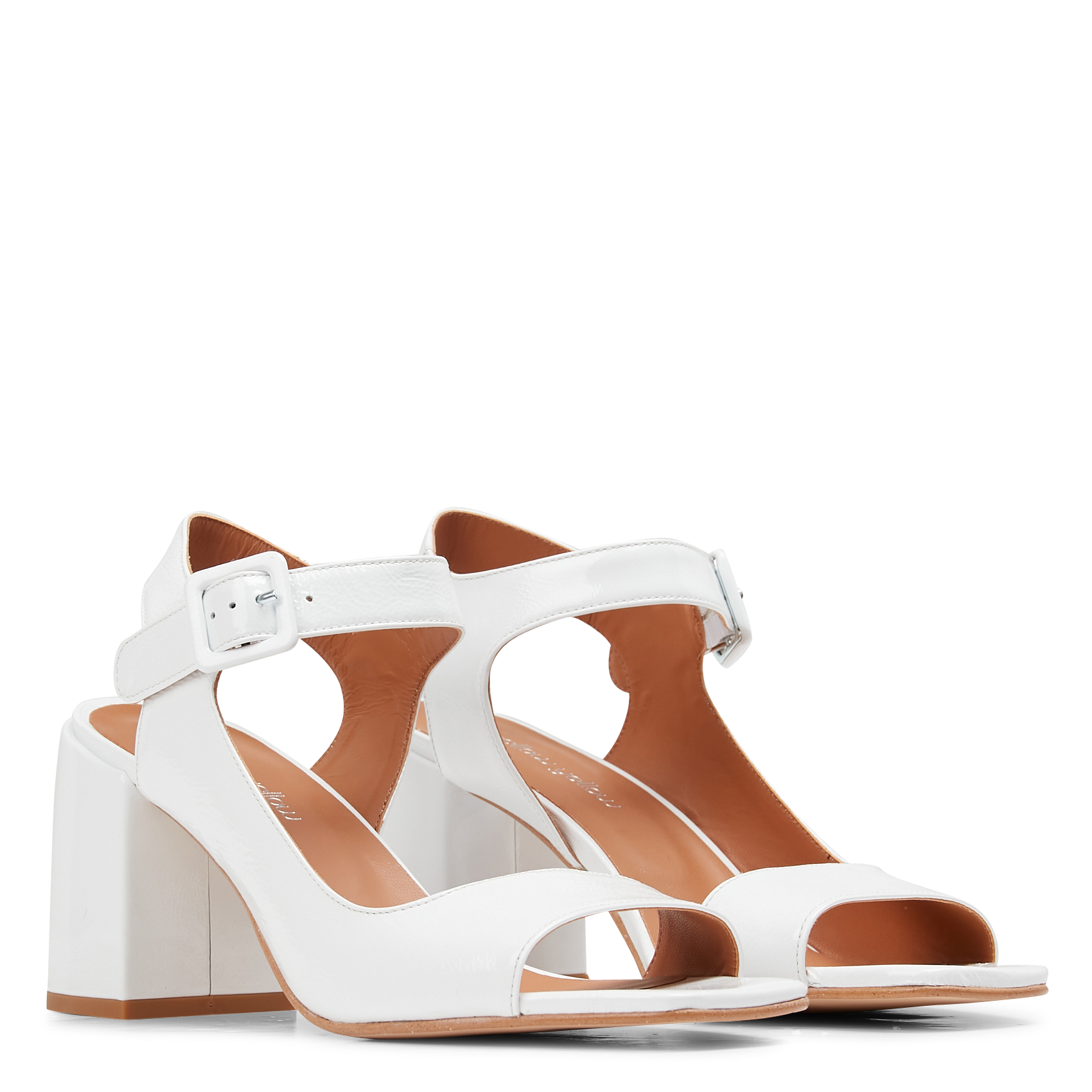 LEONDRE - Sandales à talons en cuir verni | Blanc