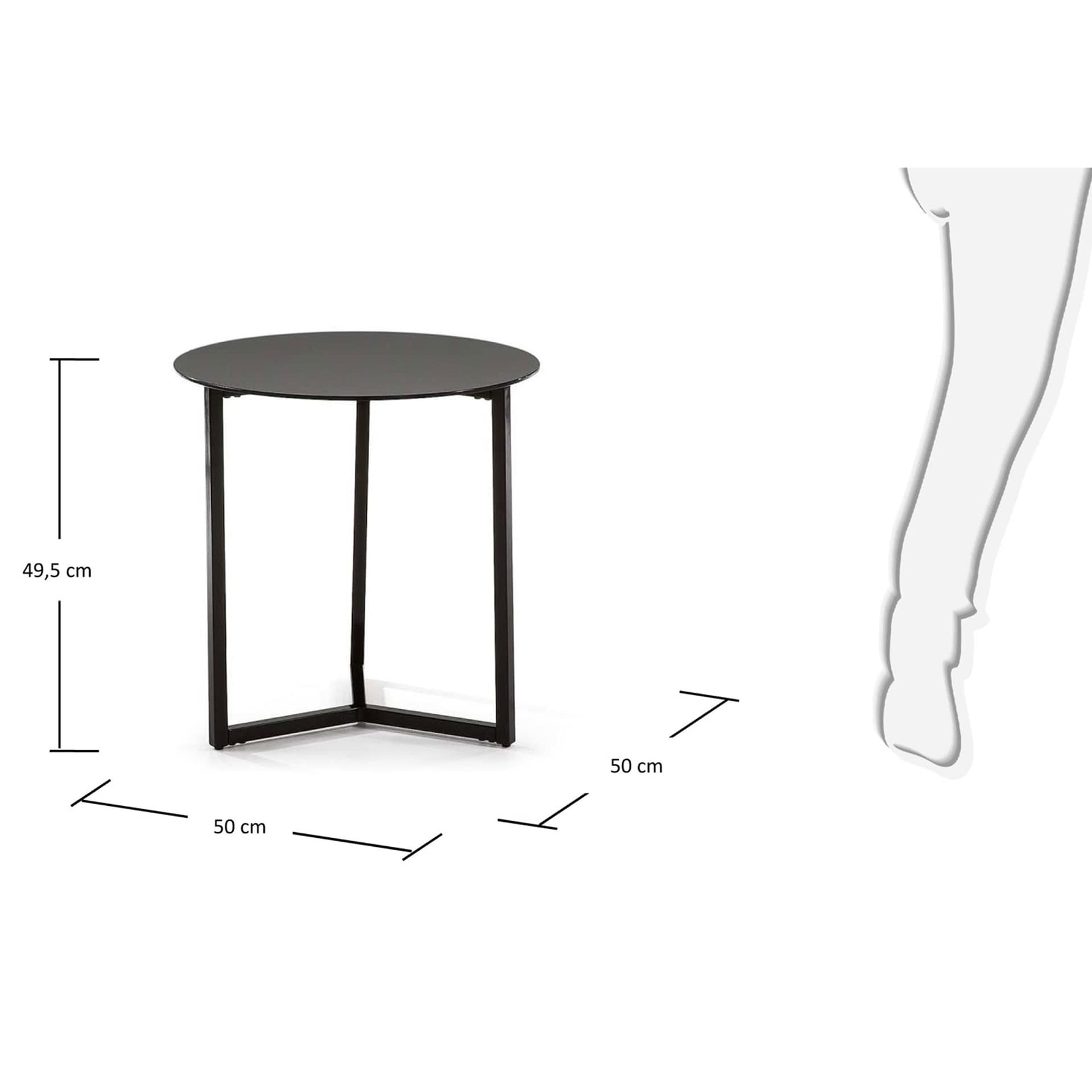 Kave Home Beistelltisch RAEAM 50 x 50 cm getempertes Glas/schwarz