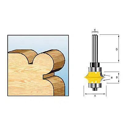 Makita D-11710 Freesbit Kraalprofielfrees   lager S 8mm 28,58x15,88mm R6,35