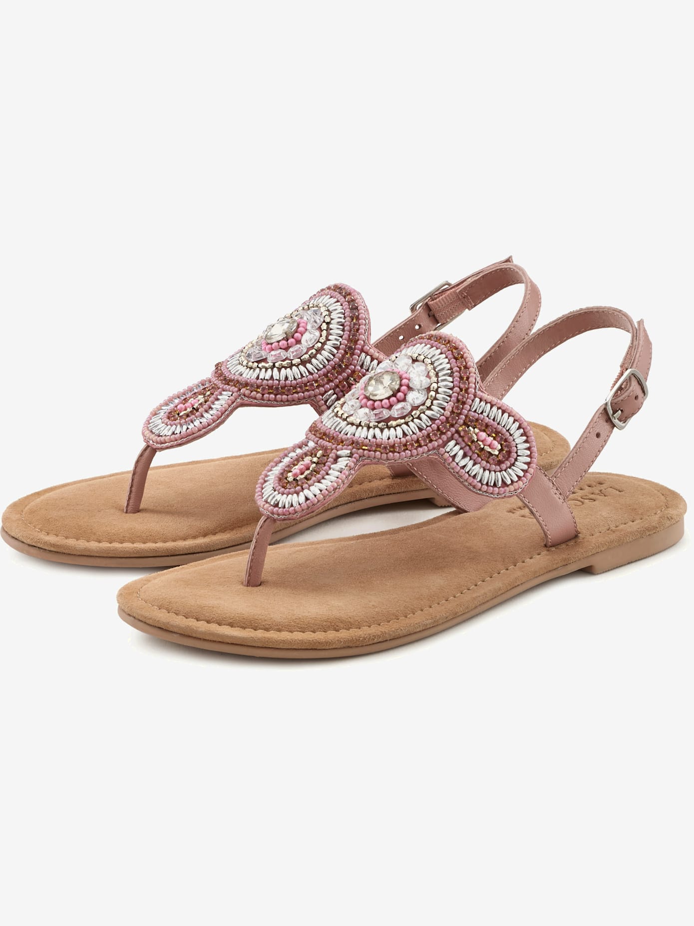 Tongs sandales avec petites pierres fantaisie et perles décoratives