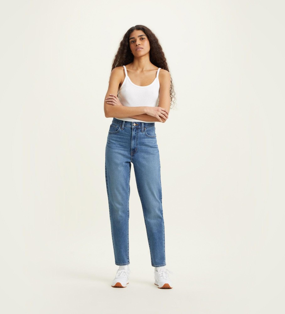 Calça jeans Levi's de cintura alta, modelo Mom, azul