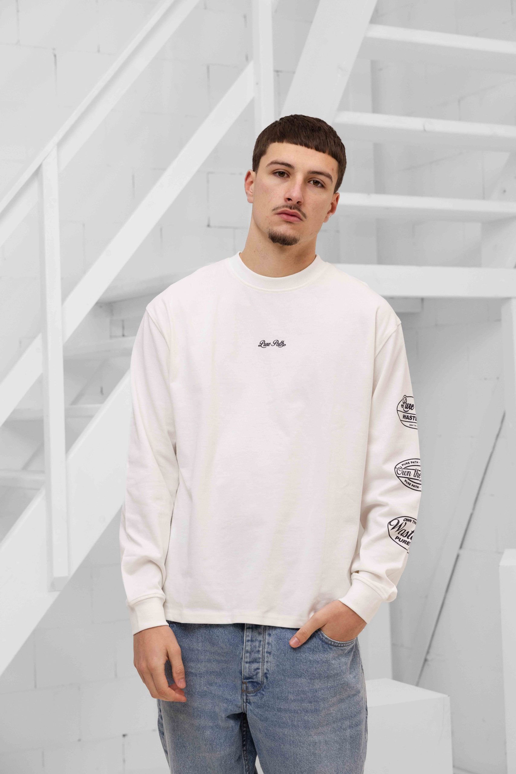 Pure Path Wasteland Patches Longsleeve T-Shirt Heren Wit
