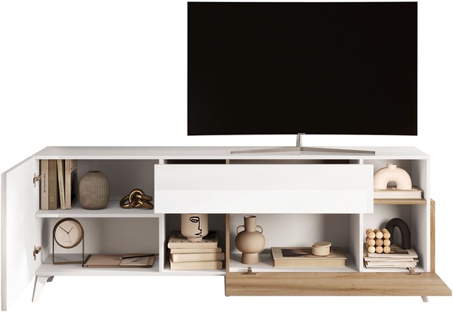 INOSIGN Lowboard »Monaco in Breite 181 cm, TV-Schrank mit Tür, Klappe und Schubkasten« Mediaboard – sanftes Schliessen, edles Design, Platz für alles