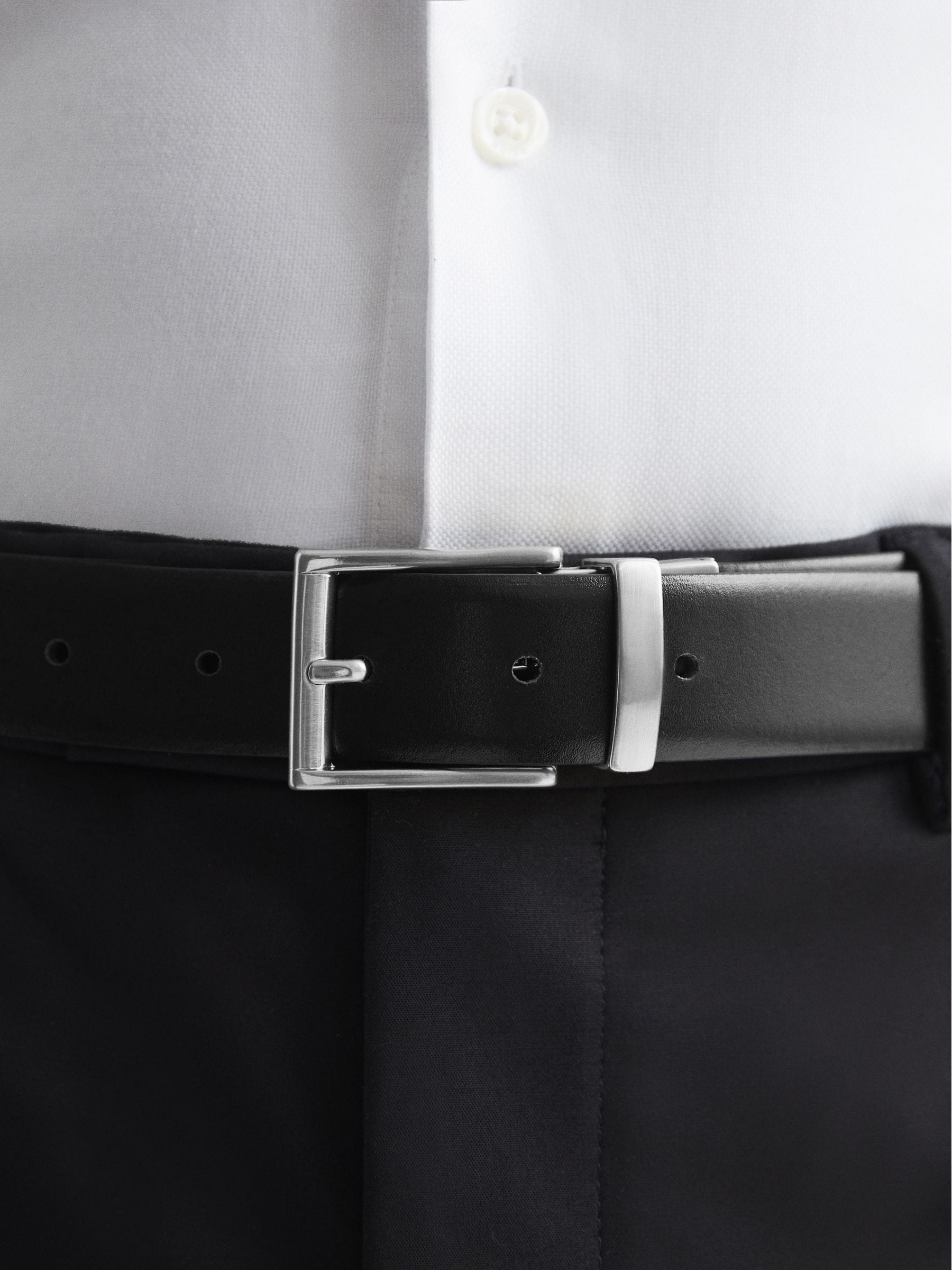 Zwart - Reiss Ricky omkeerbare leren riem