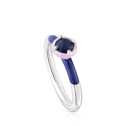 Anel TOUS Vibrant Colors em prata com sodalita e esmalte.