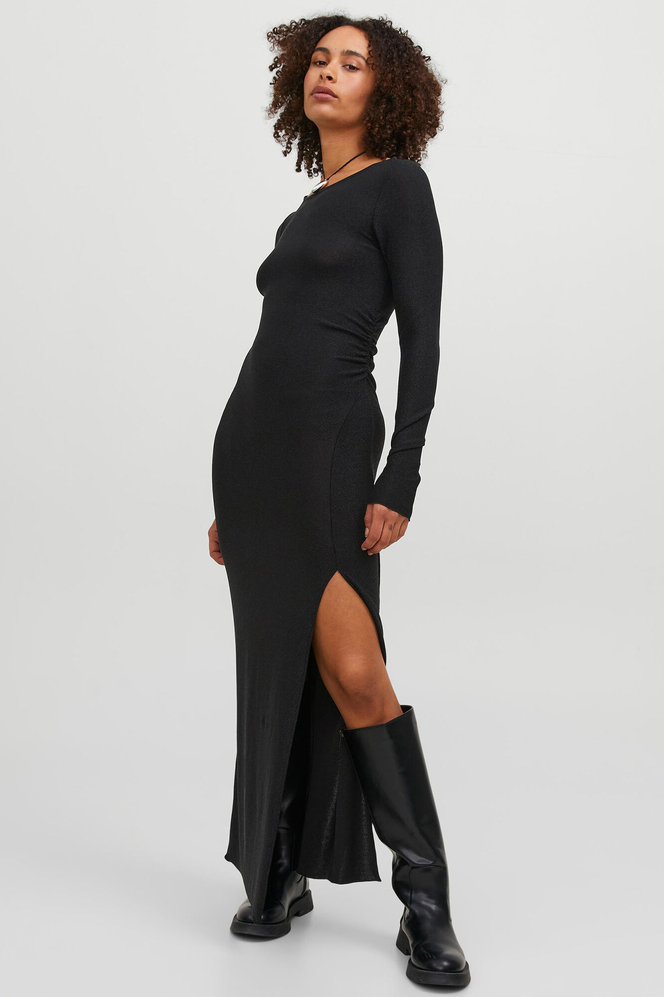 Vestido longo de malha metálica