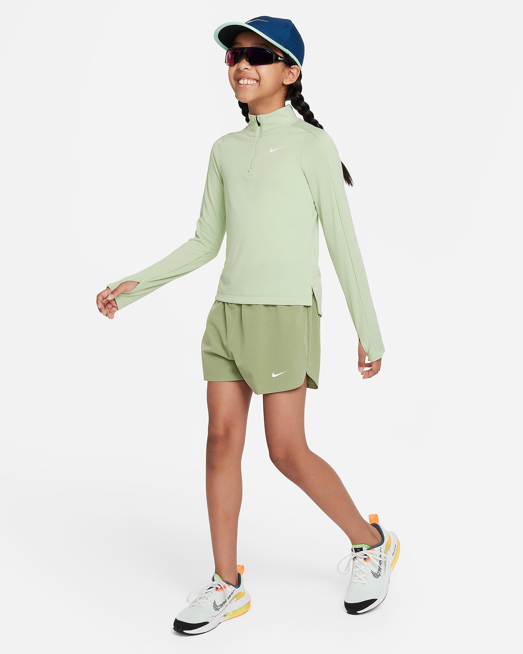 Dri-FIT Long Sleeve Half Zip Jente 343/Honeydew/White