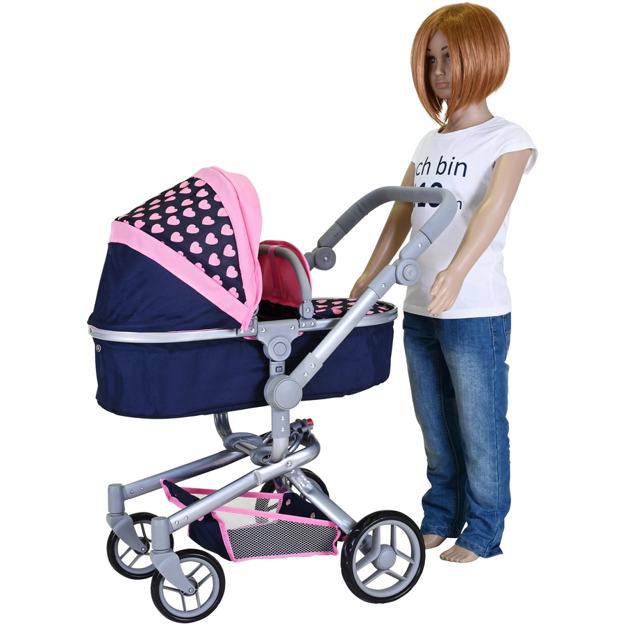 knorr toys® Puppenwagen Boonk - Pink Hearts blau