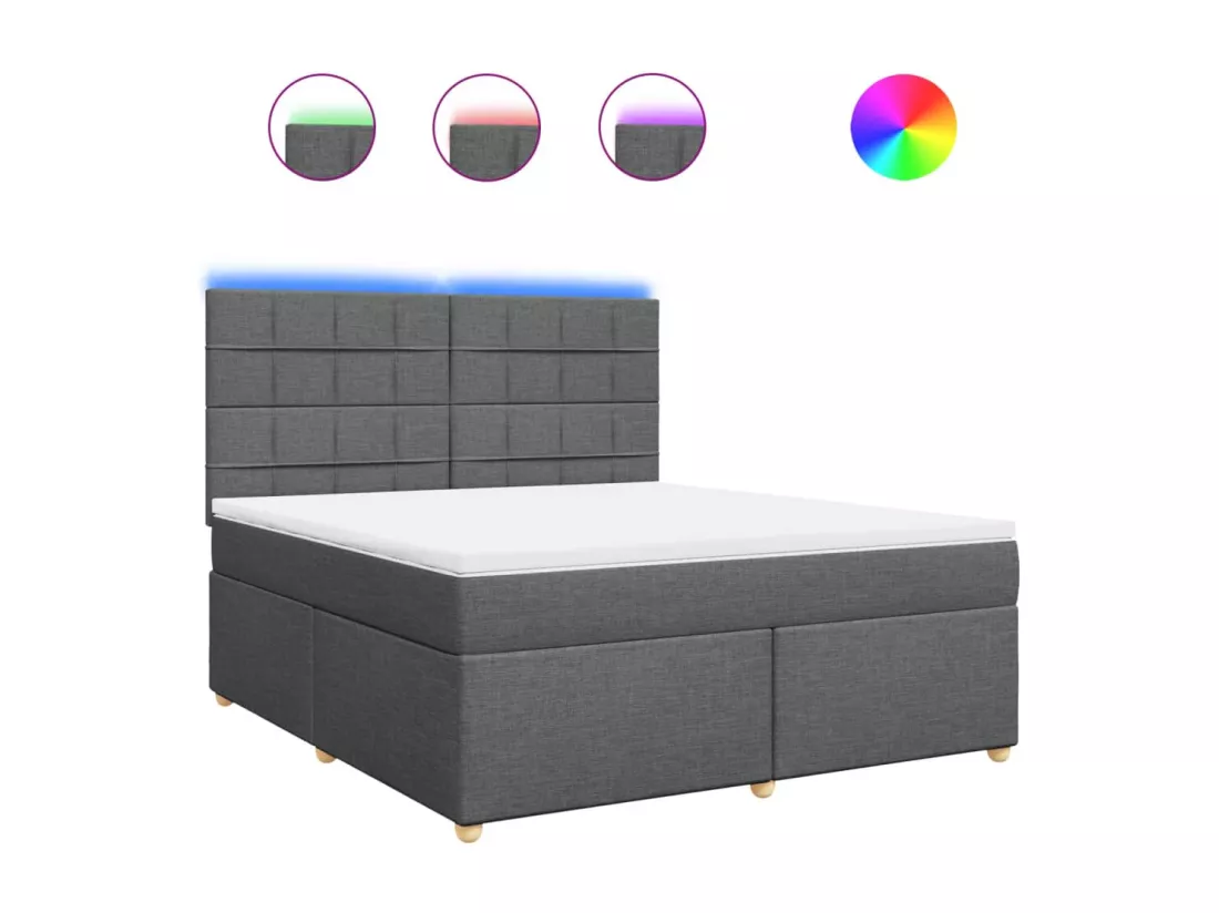 Sommier à lattes de lit avec matelas Gris foncé 180x200cm Tissu