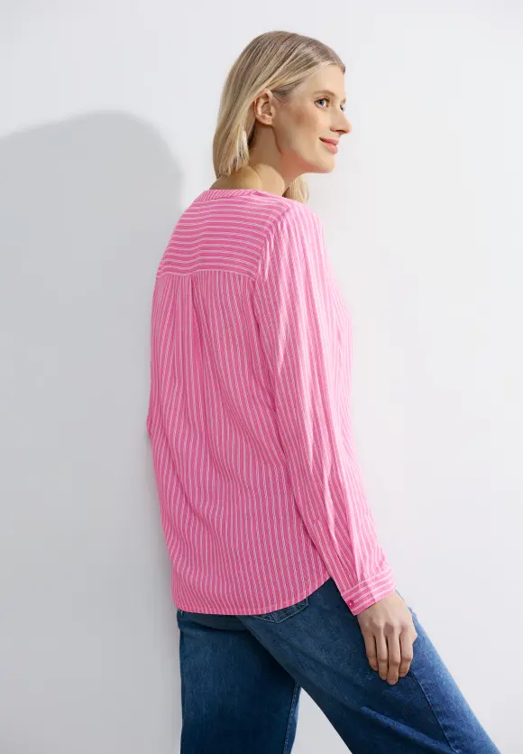 Viskose Streifenbluse - pink sorbet