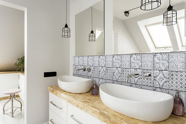 Lot de 6 dalles adhésive murales Wall Tiles DC FIX Carreaux de ciment style marocain L. 30,5 x l.30,5cm