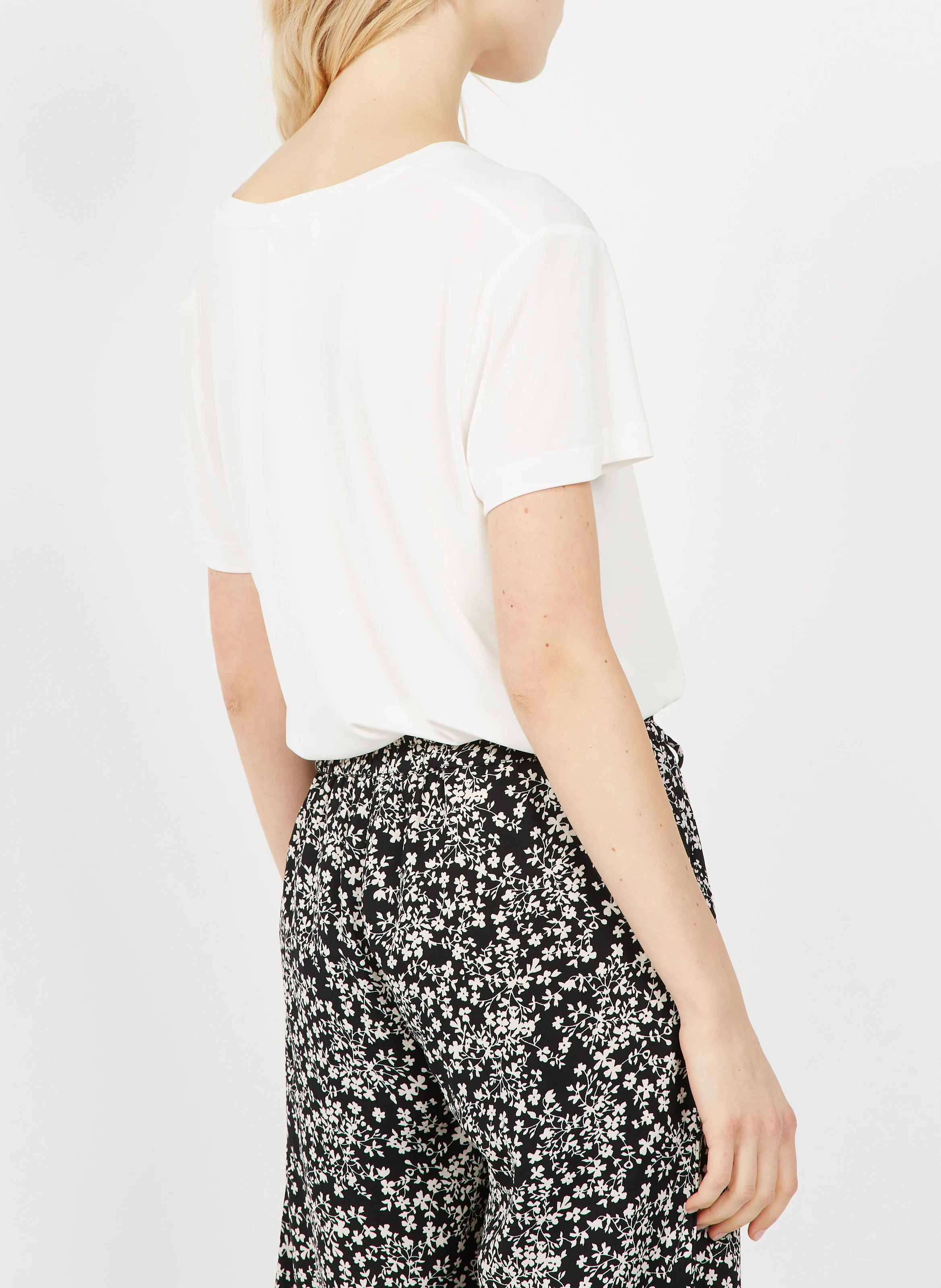 Tee-shirt col V fluide | Blanc