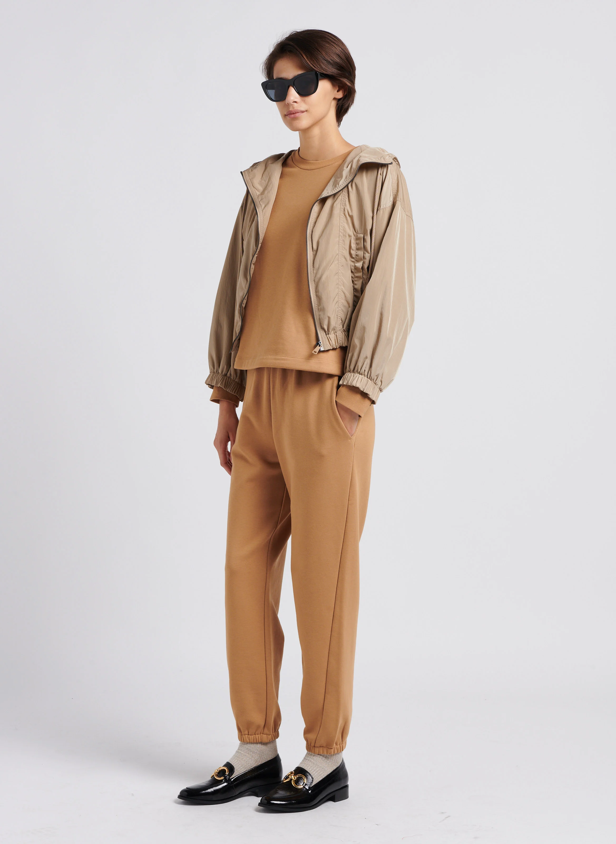 SASIA - Jogging en coton mélangé| Beige