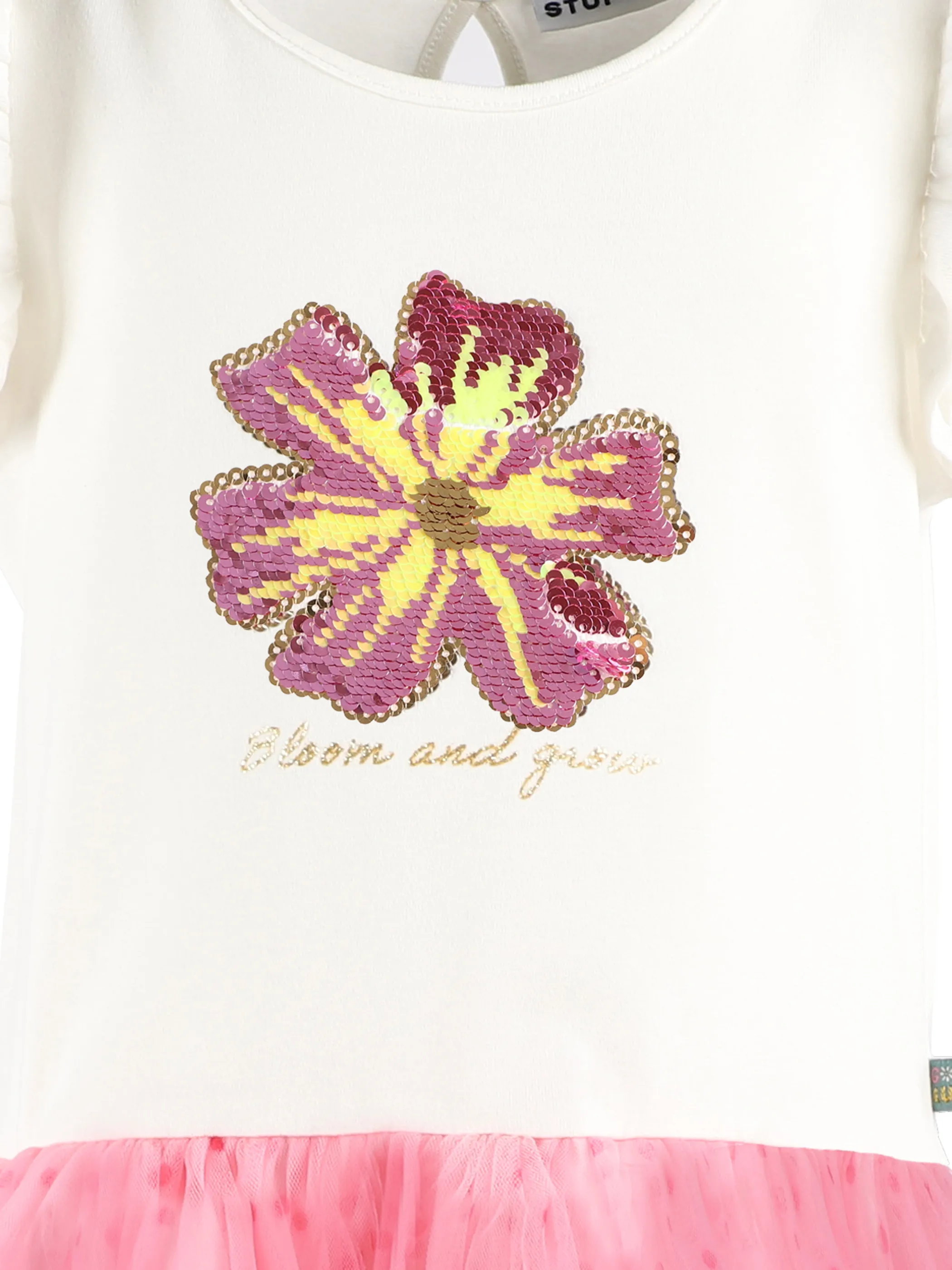 Mädchen Tüllkleid mit Glitzerprint und Wendepailletten