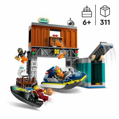 LEGO City 60417 Politiets speedbåt og skurkenes skjulested