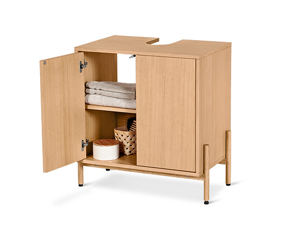Waschbeckenunterschrank mit Holzfurnier