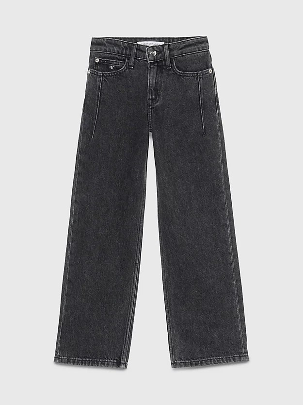 Calça jeans de cintura alta com pernas largas