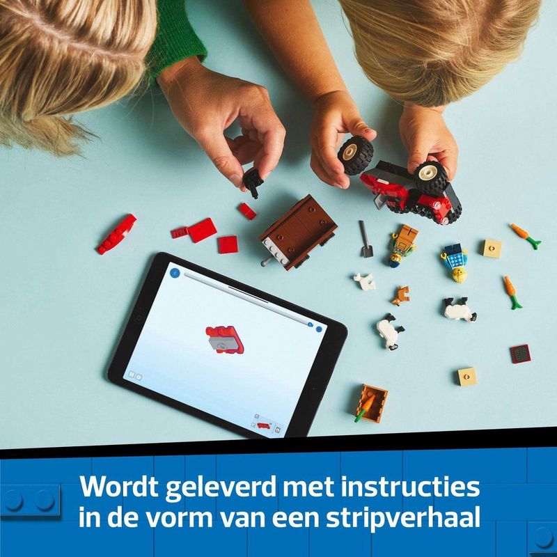 LEGO - City - Bouwpakket - Rode Tractor - Aanhanger - Schapen - Educatief Speelgoed